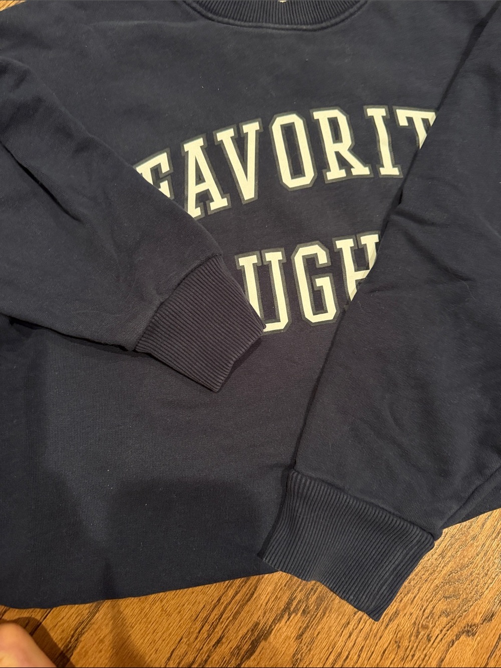 Favorite Daughter Navy Blue Crewneck Sweater with White Lettering - Picture 4 of 4